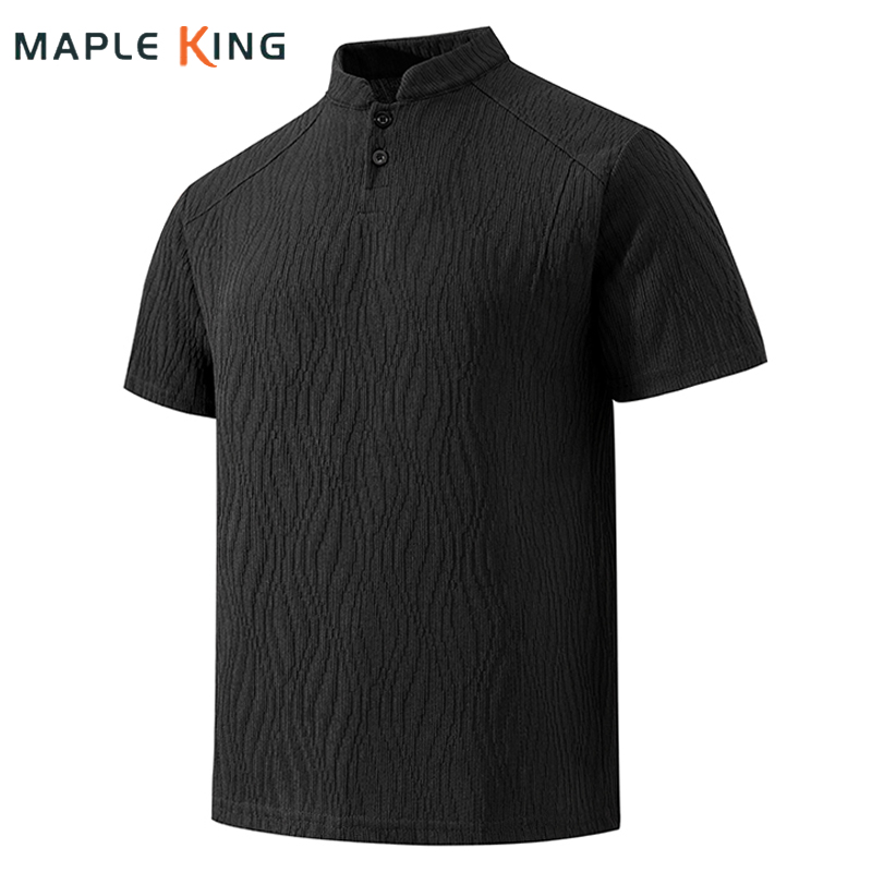 Summer Clothing Cheap - Bark Texture Herenkleding Henley Shirt 2026