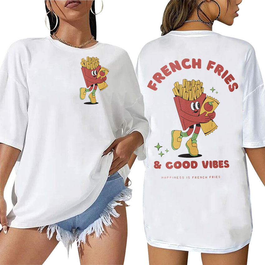 Summer Vibes Clothing Men - Frietjes Goede Vibes Retro Cartoon T-Shirt