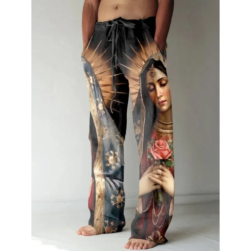 Summer Renaissance Clothing - Heren Vintage Renaissance Maagd Maria Gedrukt