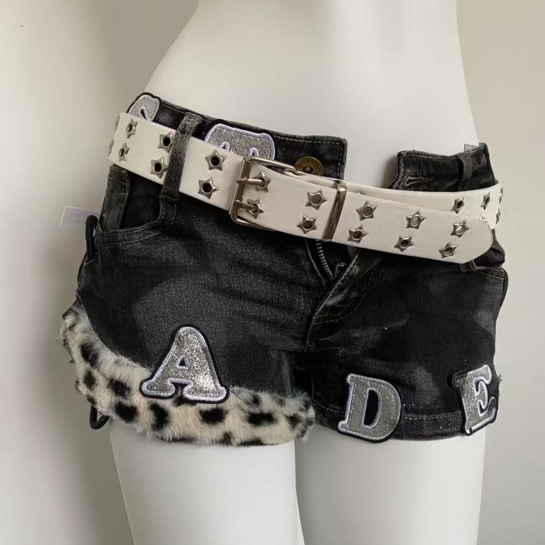 Summer Clothing Vintage - Y2k Geborduurde Patch Denim Shorts Vrouw