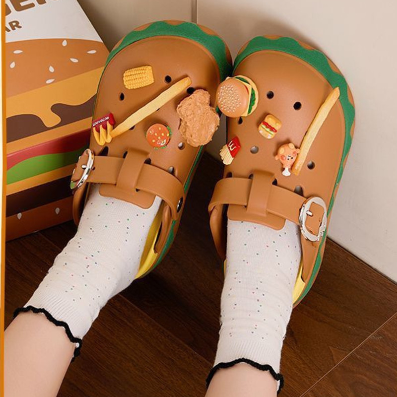 Summer Clothing Wraps - Grappige Hamburger Zomer Slippers Leuke Cartoon
