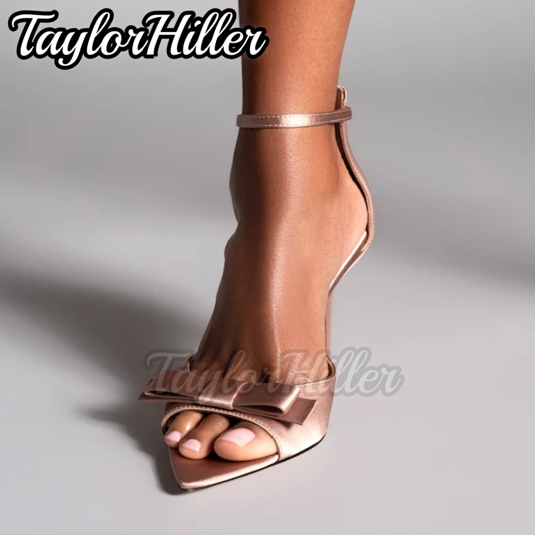 Summer Clothing Dress - Zachte Roze Vlinder-Knoop Hoge Hakken Satijn