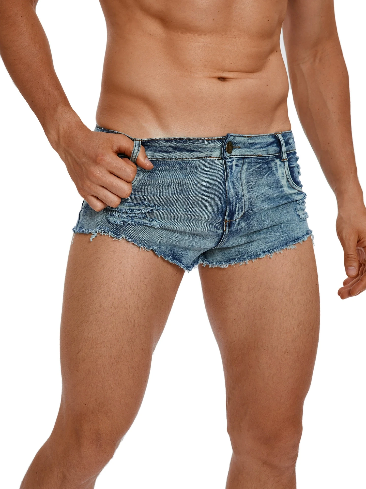 Summer Clothing Vintage - Heren jeansshorts met lage taille, modezak,