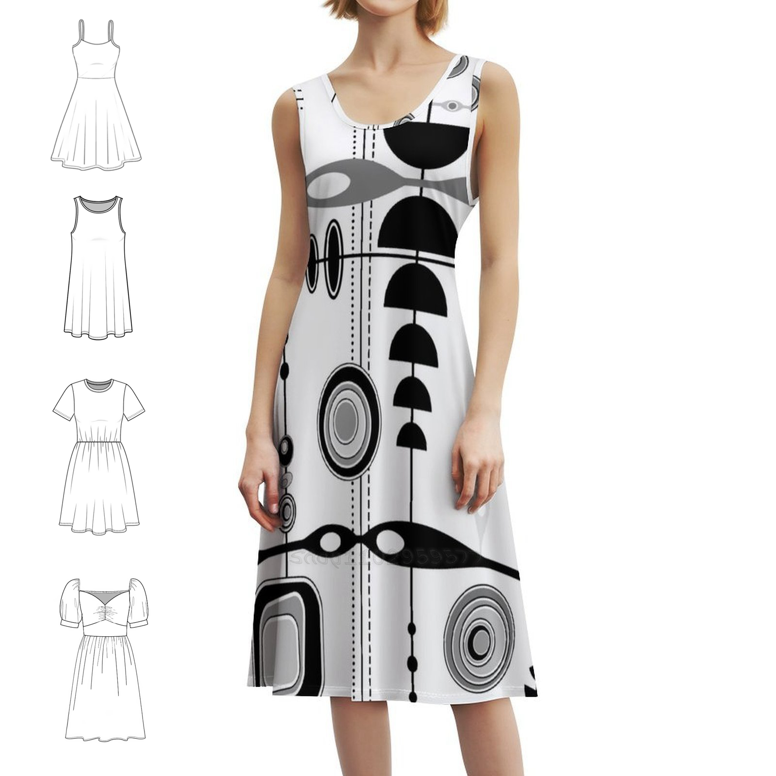 Mid Century moderne print-zwar - Summer Clothing Vintage recensie en prijs
