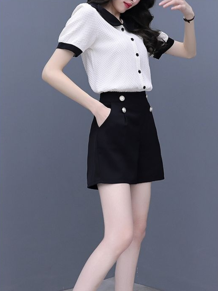 Contrasterende kleur knop kort - Summer Clothing Trends 2025 Women'S recensie en prijs